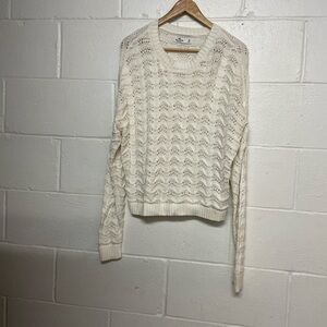 Hollister Women's Cream Knit Sweater y2k